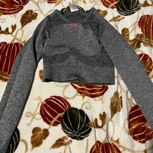 Gymshark Charcoal Long Sleeve Crop Top